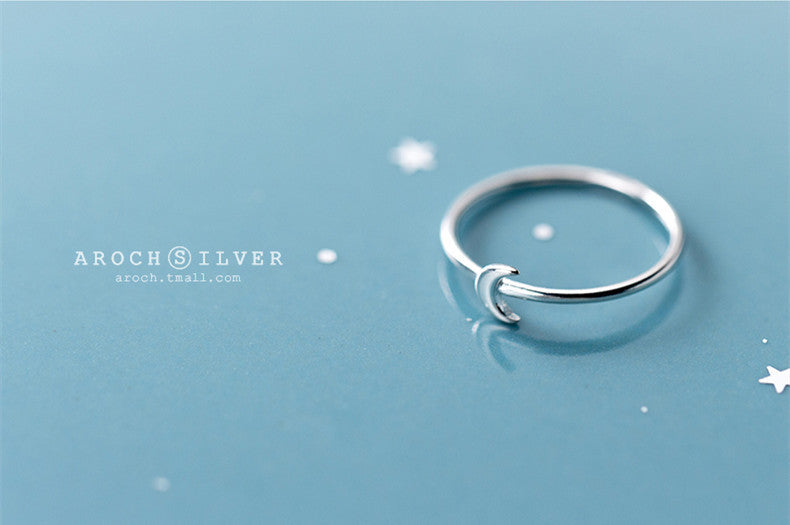 Minimalist Moon Cross Lightning Ring 925 Sterling Silver Tiny Joints For Fashion Women Party Gift Modern Jewel