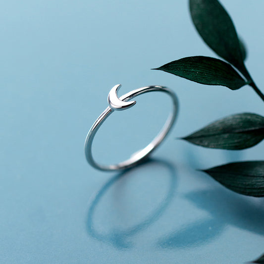 Minimalist Moon Cross Lightning Ring 925 Sterling Silver Tiny Joints For Fashion Women Party Gift Modern Jewel