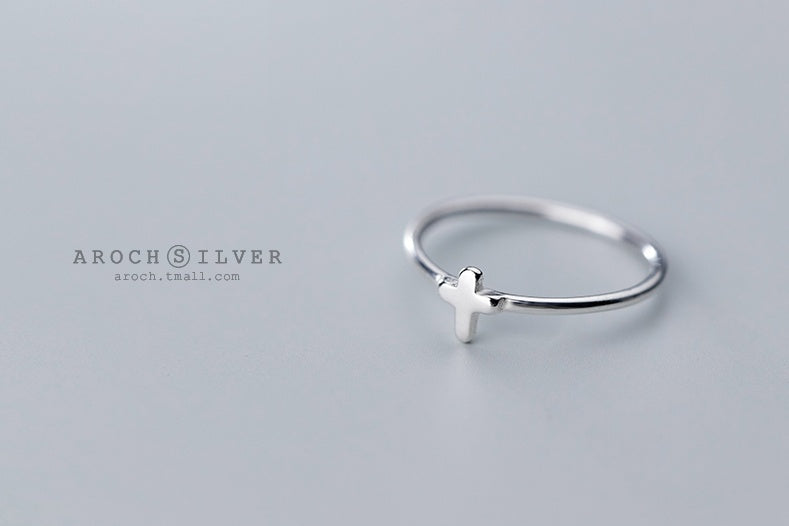 Minimalist Moon Cross Lightning Ring 925 Sterling Silver Tiny Joints For Fashion Women Party Gift Modern Jewel
