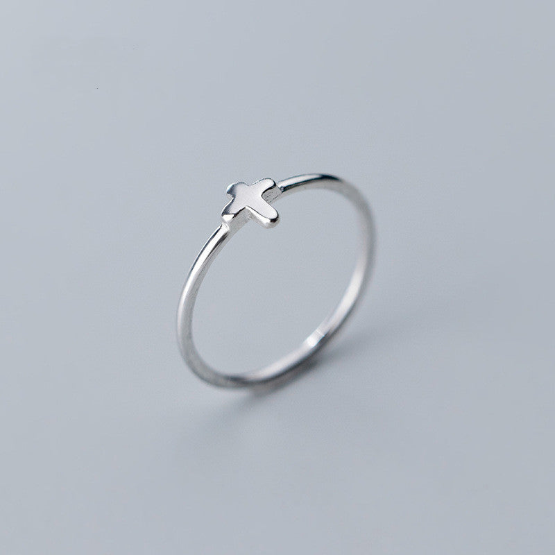 Minimalist Moon Cross Lightning Ring 925 Sterling Silver Tiny Joints For Fashion Women Party Gift Modern Jewel