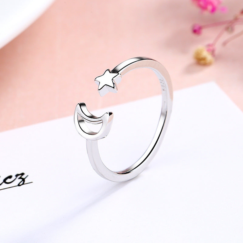 Adjustable Star Moon Ring Copper Open Ring For Festivals