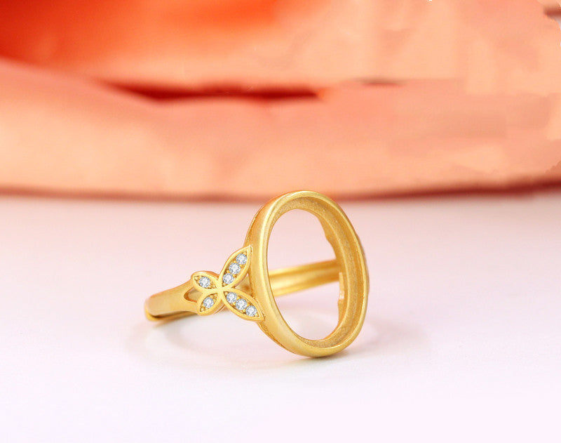 Sterling Silver Plated Ring With Ancient Gold Flower Design Adjustable Opening 925 Silver Ring Holiday Gift For Her