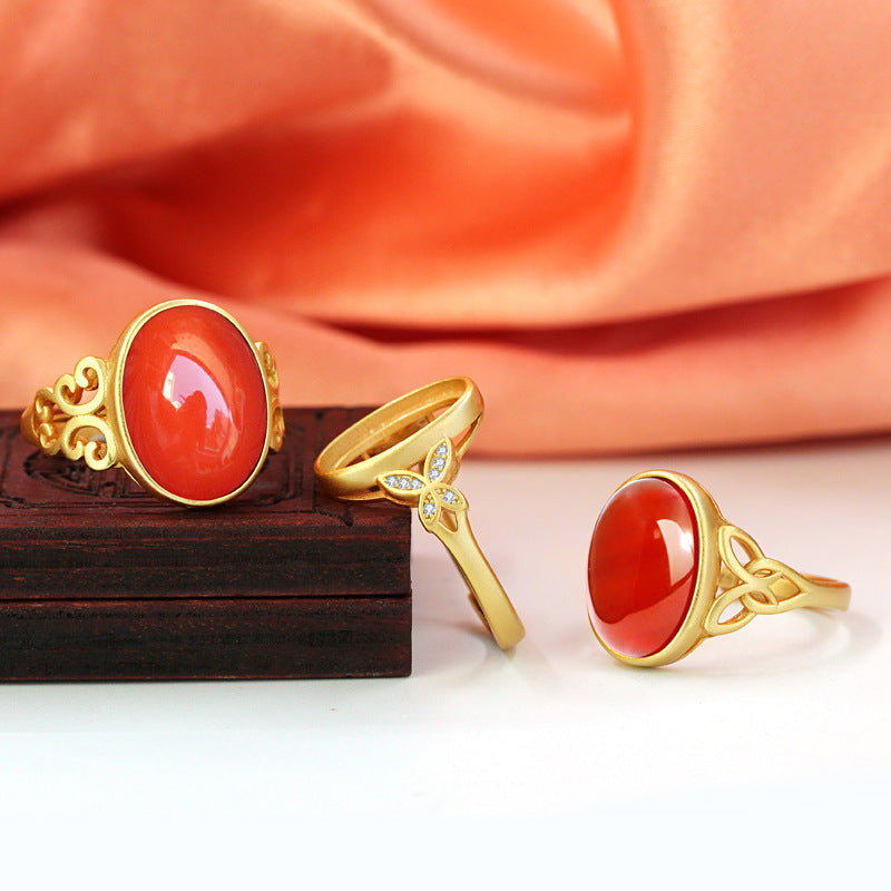 Sterling Silver Plated Ring With Ancient Gold Flower Design Adjustable Opening 925 Silver Ring Holiday Gift For Her