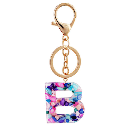 Letter Keychain With Acrylic Pendant Exotic Alloy Colorful Alloy Key Ring Creative Design Bag Charms 4 41 Inch