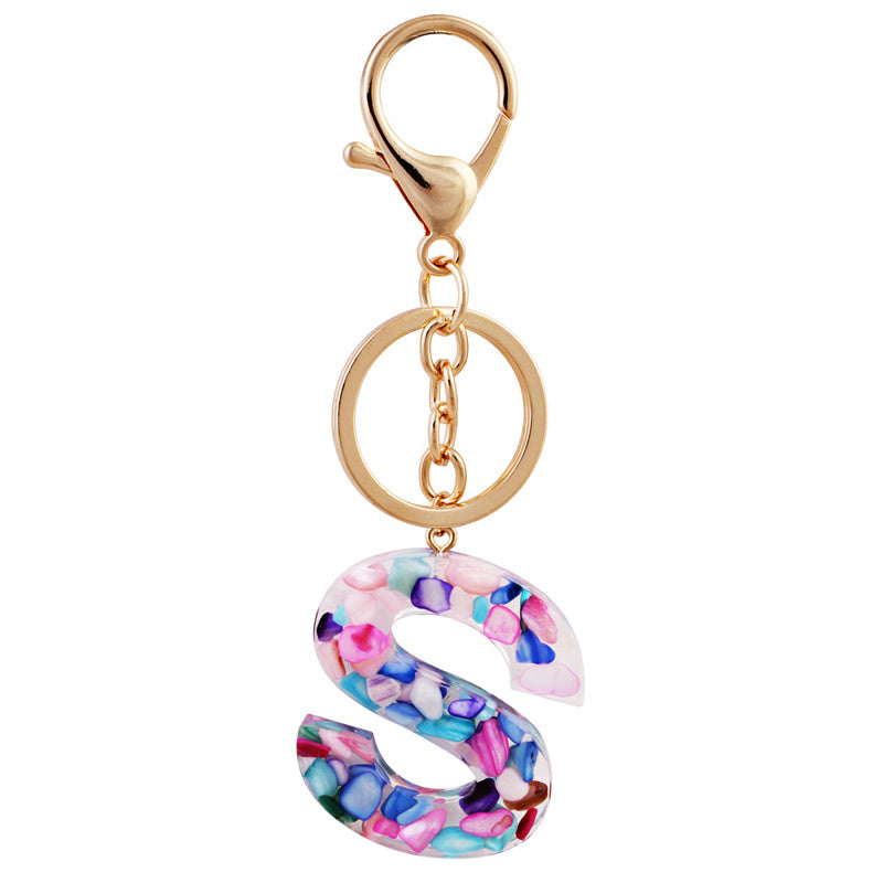 Letter Keychain With Acrylic Pendant Exotic Alloy Colorful Alloy Key Ring Creative Design Bag Charms 4 41 Inch