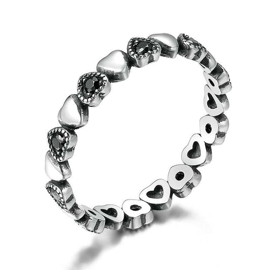 Heart Shaped Sterling Silver Ring With Gemstones Women Gift