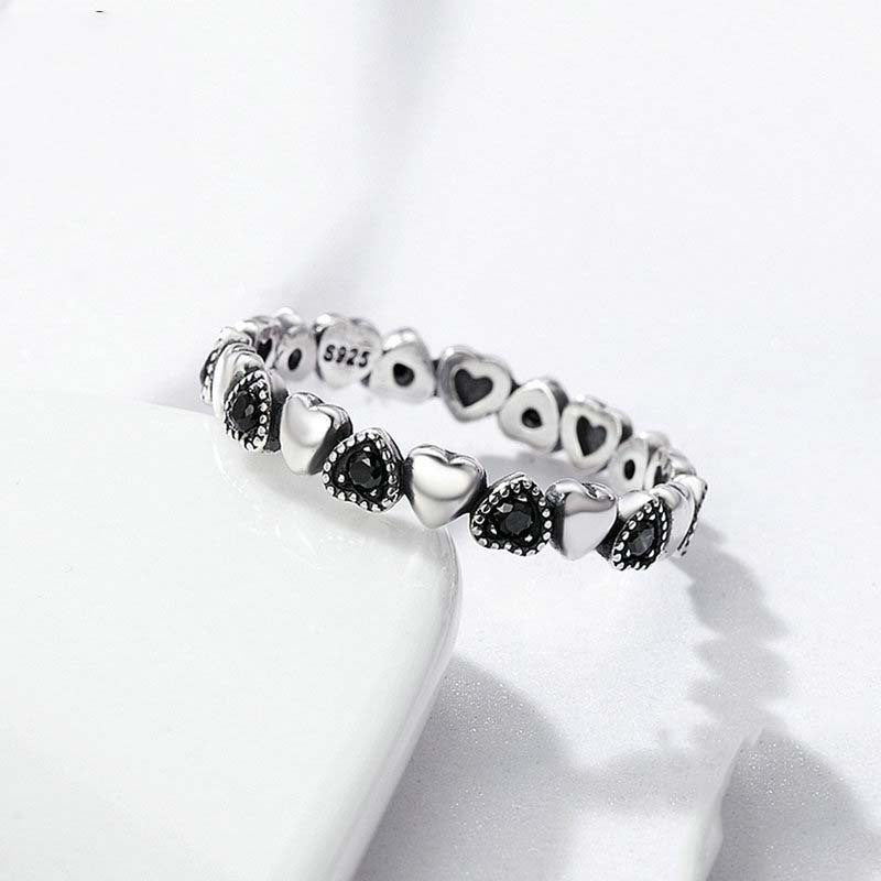 Heart Shaped Sterling Silver Ring With Gemstones Women Gift