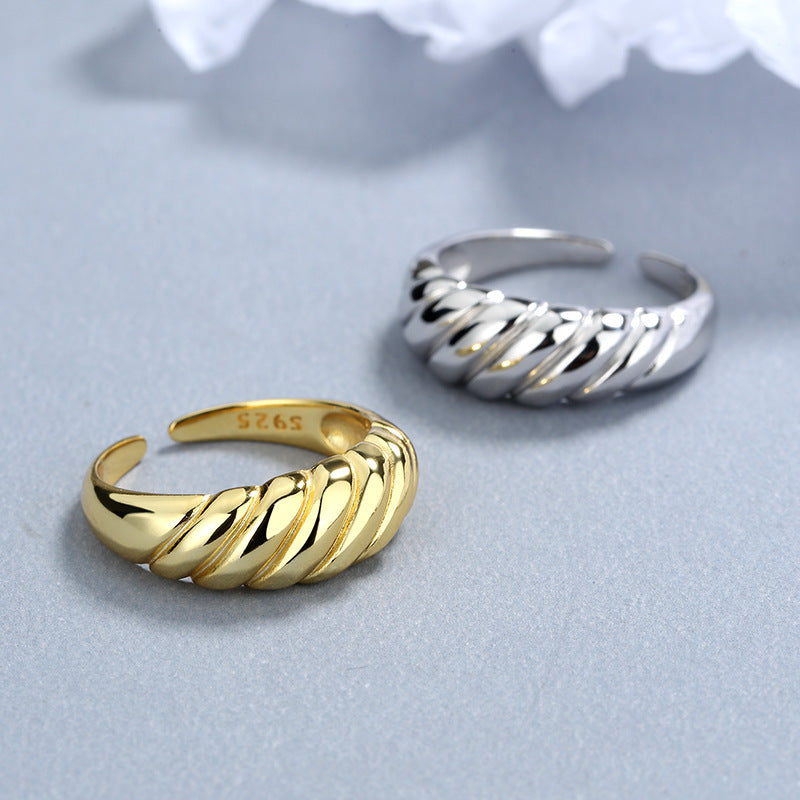 Gold Plated 925 Silver Twist Ring Minimalist Elegant Design Gifts Ready Individually Packaged For Your Holiday