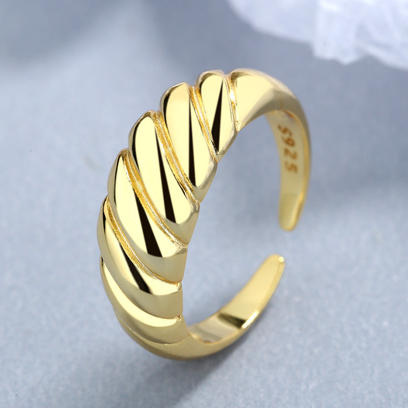 Gold Plated 925 Silver Twist Ring Minimalist Elegant Design Gifts Ready Individually Packaged For Your Holiday