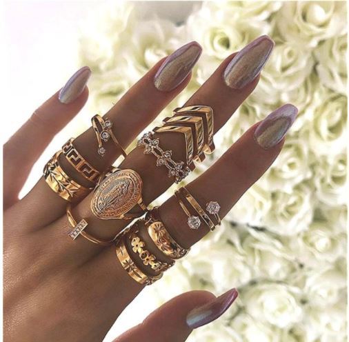 Unisex Alloy Geometric Animal Zodiac Ring Sets Gold Plated Fashion Jewelry Rings For Any Occasion Party Favors