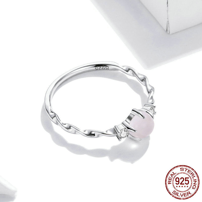 Moonstone Sterling Silver Ring For Women Elegant Thin Band 925 Jewelry European Style Gift Idea Everyday Gift