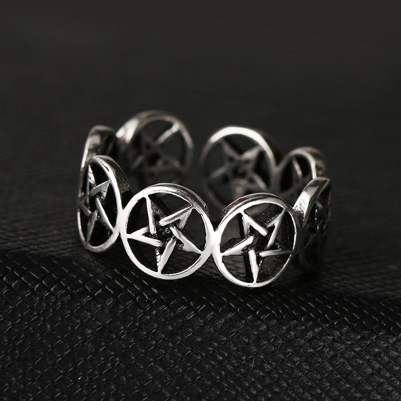 Retro Hollow Five Pointed Star Simple Student Atmosphere Index Finger Ring Tail Ring Jewelry Metal Alloy Gifts