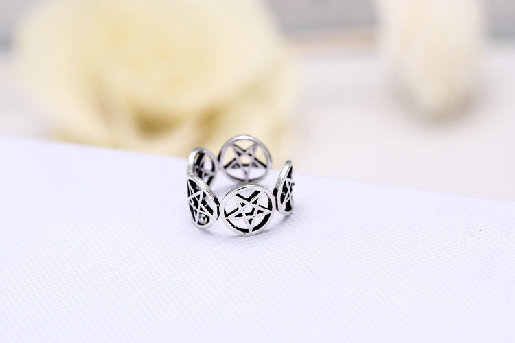 Retro Hollow Five Pointed Star Simple Student Atmosphere Index Finger Ring Tail Ring Jewelry Metal Alloy Gifts