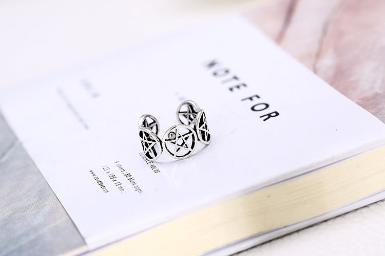 Retro Hollow Five Pointed Star Simple Student Atmosphere Index Finger Ring Tail Ring Jewelry Metal Alloy Gifts