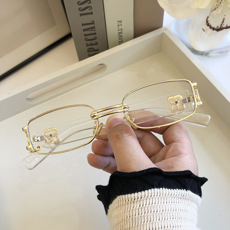 Womens Vintage Sunglasses Trendy Metal Frame UV400 Resin Lens Korean Design Eyewear Retro Modern Eyewear Style