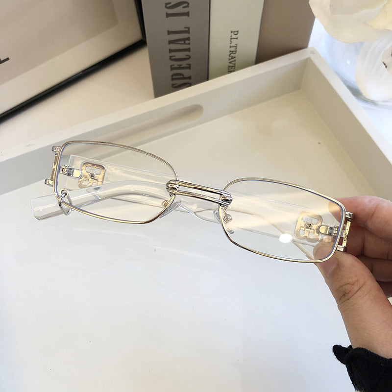 Womens Vintage Sunglasses Trendy Metal Frame UV400 Resin Lens Korean Design Eyewear Retro Modern Eyewear Style