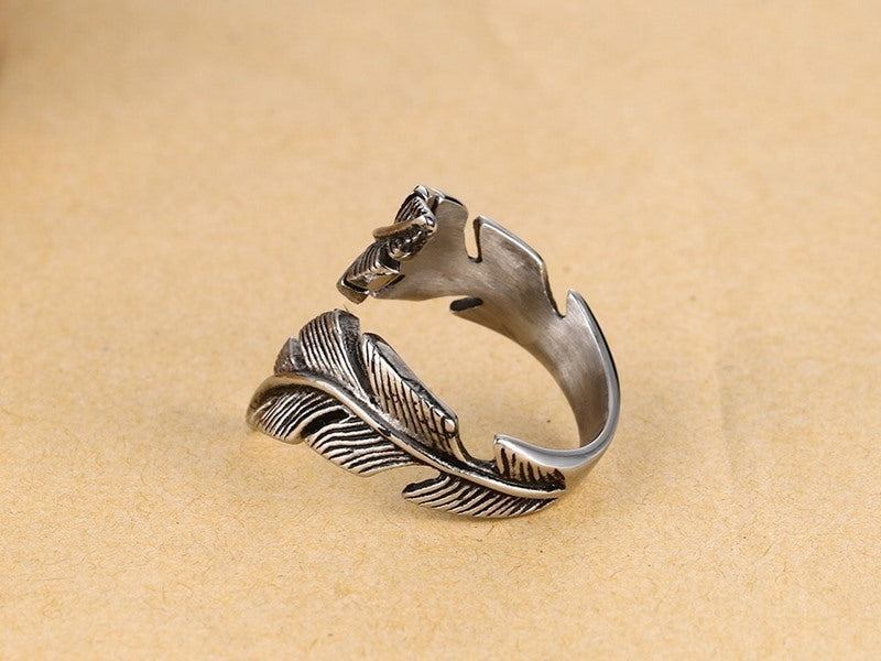 Stainless Steel Feather Ring Unisex Geometry Style Europe And America Sizes 7 8 9 10 11 12 Lightweight Comfort