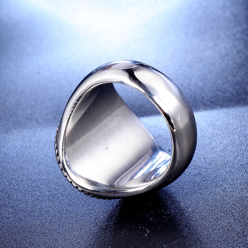 Mens Titanium Skull Ring Vintage Style Guitar Biker Jewelry Polished Casting Style Pro Sizes 7 8 9 10 11 12 13