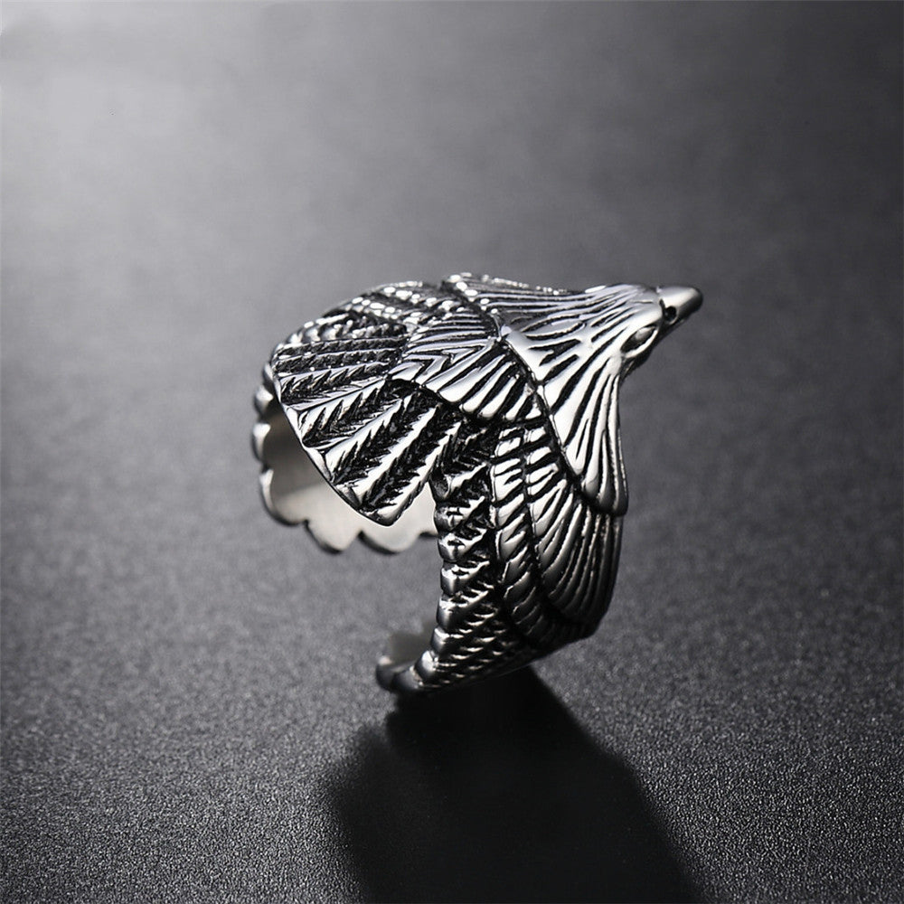 Mens Vintage Style Titanium Steel Eagle Ring Retro Personality Jewelry For Men Sizes 8 9 10 11 12 Gift Box Now