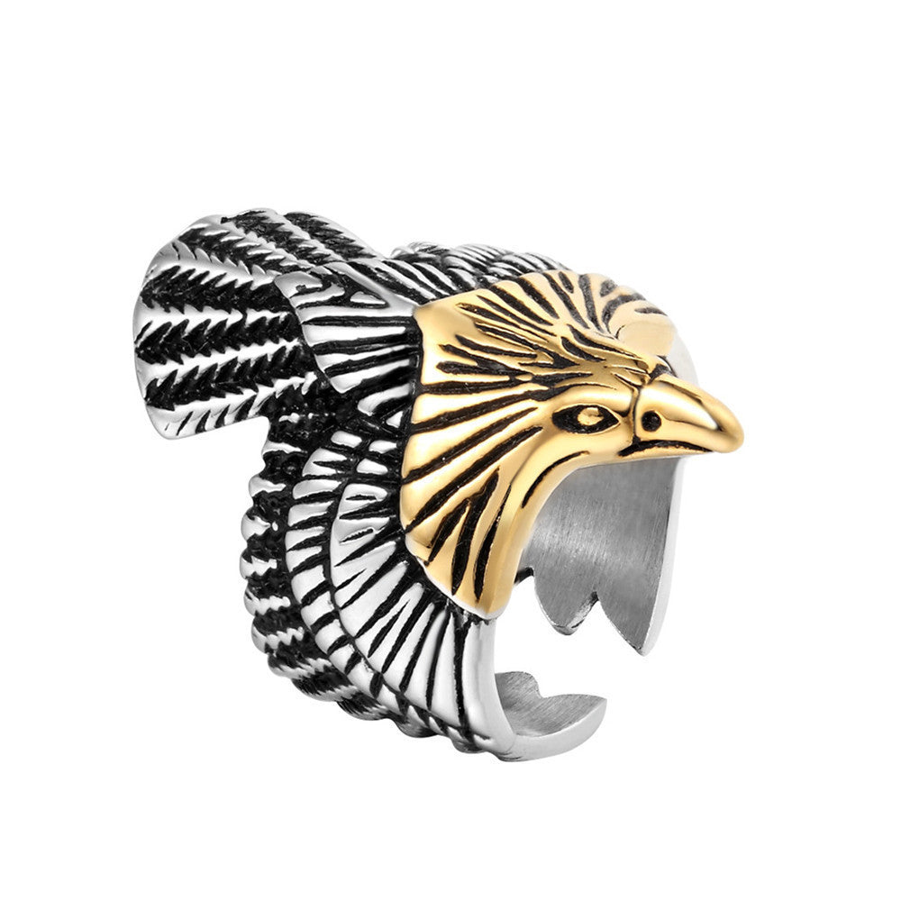 Mens Vintage Style Titanium Steel Eagle Ring Retro Personality Jewelry For Men Sizes 8 9 10 11 12 Gift Box Now