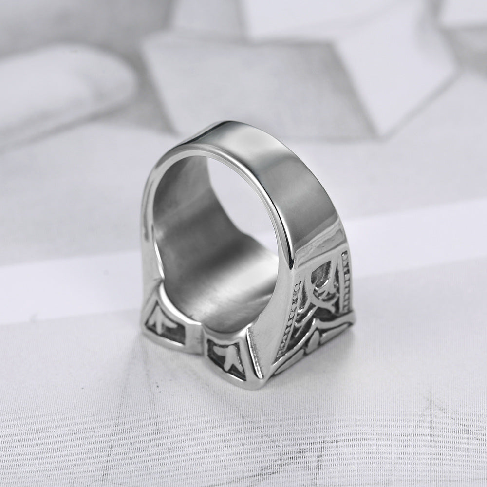 Mens Stainless Steel Ring Vintage Cross Design Steel Color Biker Ring Religious Jewelry Gift for Men