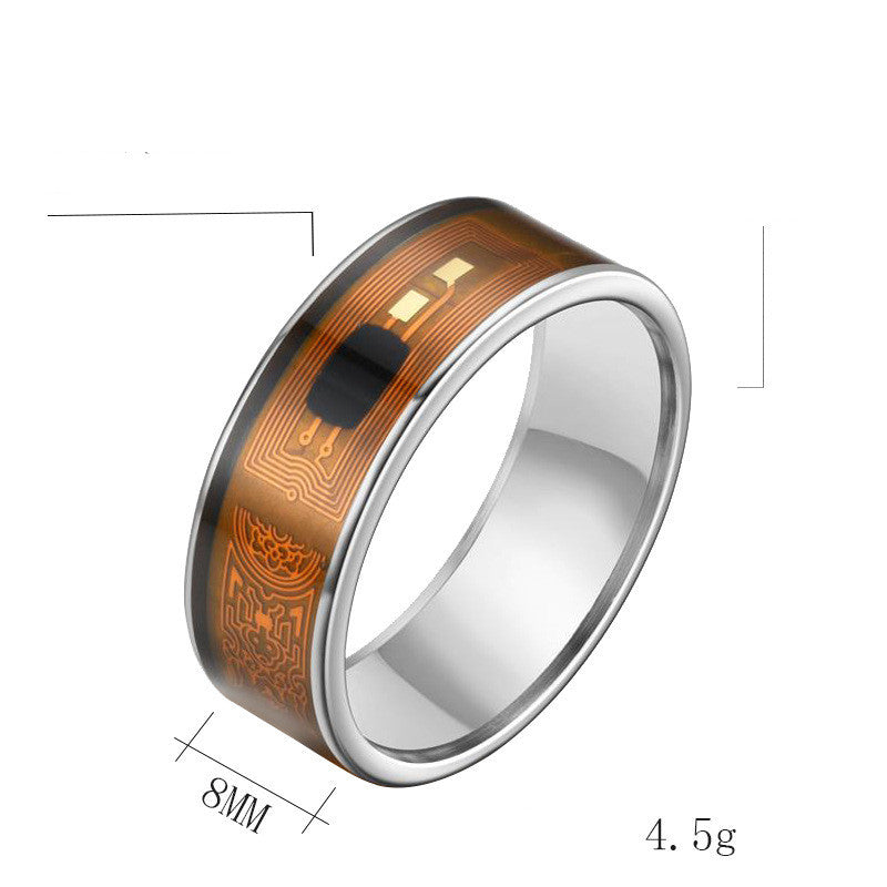 NFC Smart Ring Stainless Steel Vintage Geometric Mosaic Wearable Ring Jewelry Accessory for Everyday Tech Gear