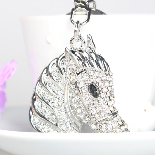 Unisex Horse Head Keychain Animal Pendant Metal Alloy Keyring Handbag Charm Purse Decoration Car Accessories