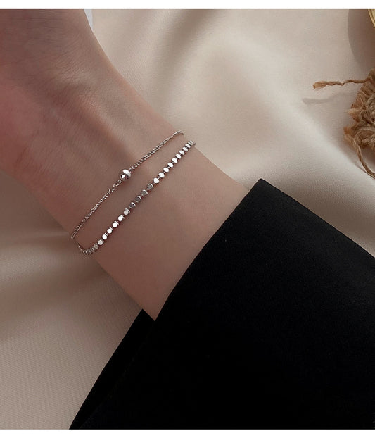 Womens Copper Geometric Bracelet White Gold Plated Korean