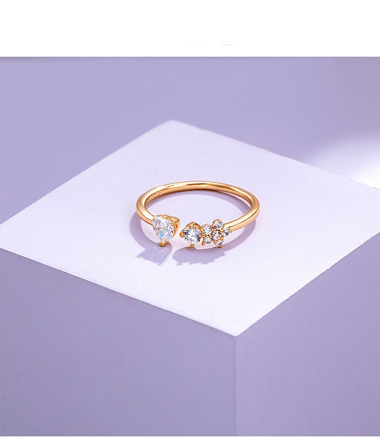 Womens Adjustable Flower Ring Harajuku Style Rhodium Plated Alloy Gold Plated Fashion Jewelry Daily Wear Gift Idea