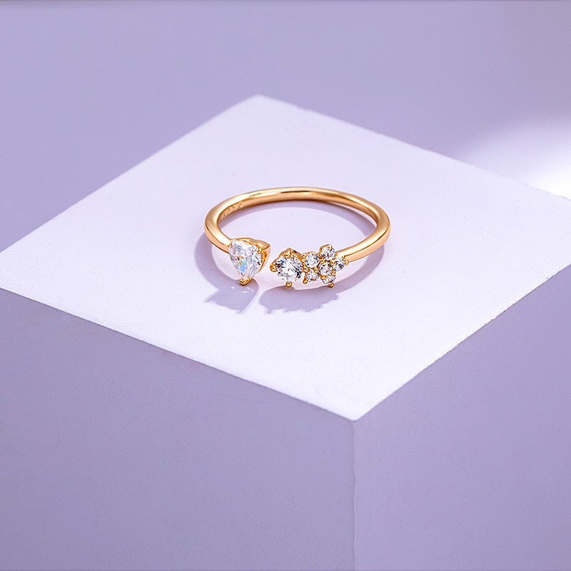 Womens Adjustable Flower Ring Harajuku Style Rhodium Plated Alloy Gold Plated Fashion Jewelry Daily Wear Gift Idea