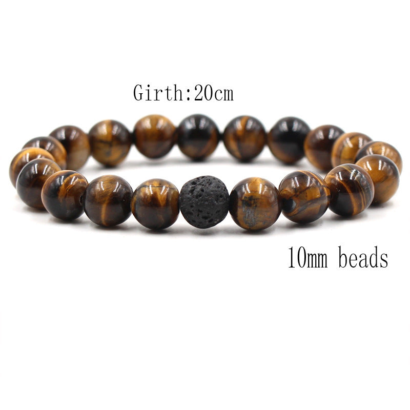 Unisex Lava Stone Bracelet Set Tiger Eye Geometric Design Anti Fatigue Volcanic Stone Individually Packed Lava