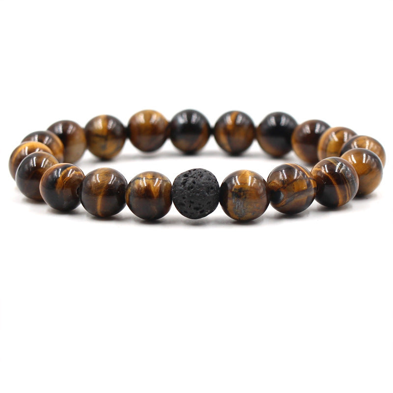 Unisex Lava Stone Bracelet Set Tiger Eye Geometric Design Anti Fatigue Volcanic Stone Individually Packed Lava