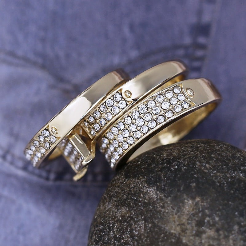 Gold Plated Alloy Ring Set Women Square Jewelry 3 Piece Birthday Gift Elegant Rings European Fashion For Women
