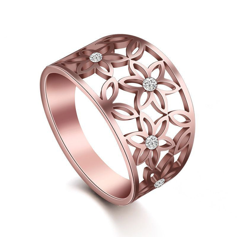 Stainless Steel Flower Of Life Ring Retro European Design Non Mainstream Couple Ring Gift For Birthday For Couples