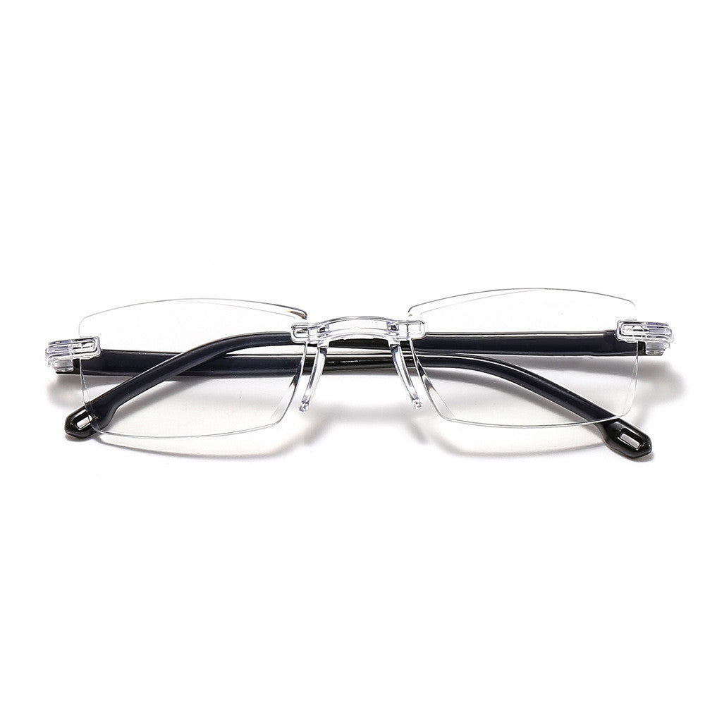 Unisex Reading Glasses Anti Blue Light No Frame Transparent Readers Diamond Cut Edges For Large Face Strengths