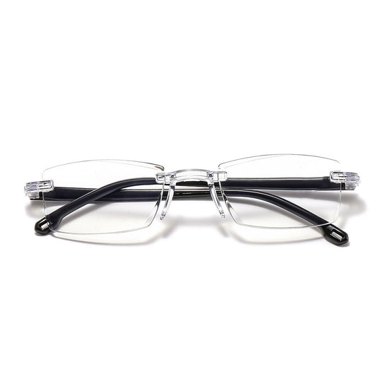 Unisex Reading Glasses Anti Blue Light No Frame Transparent Readers Diamond Cut Edges For Large Face Strengths