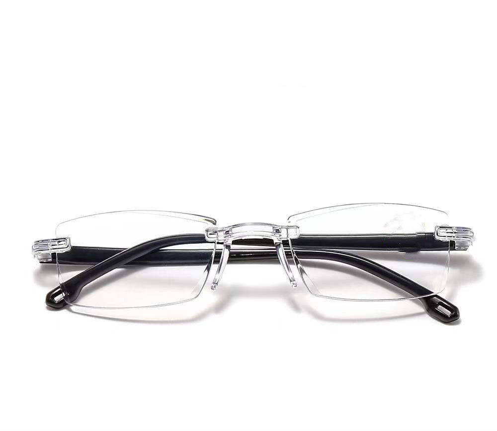 Unisex Reading Glasses Anti Blue Light No Frame Transparent Readers Diamond Cut Edges For Large Face Strengths