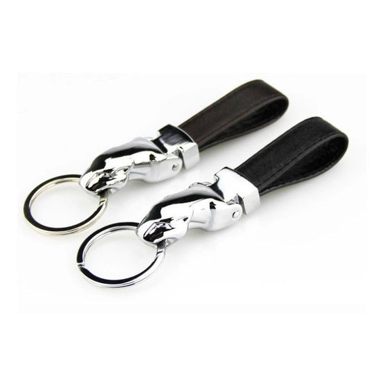 Leopard Head Leather Keychain Unisex Animal Key Ring Gift