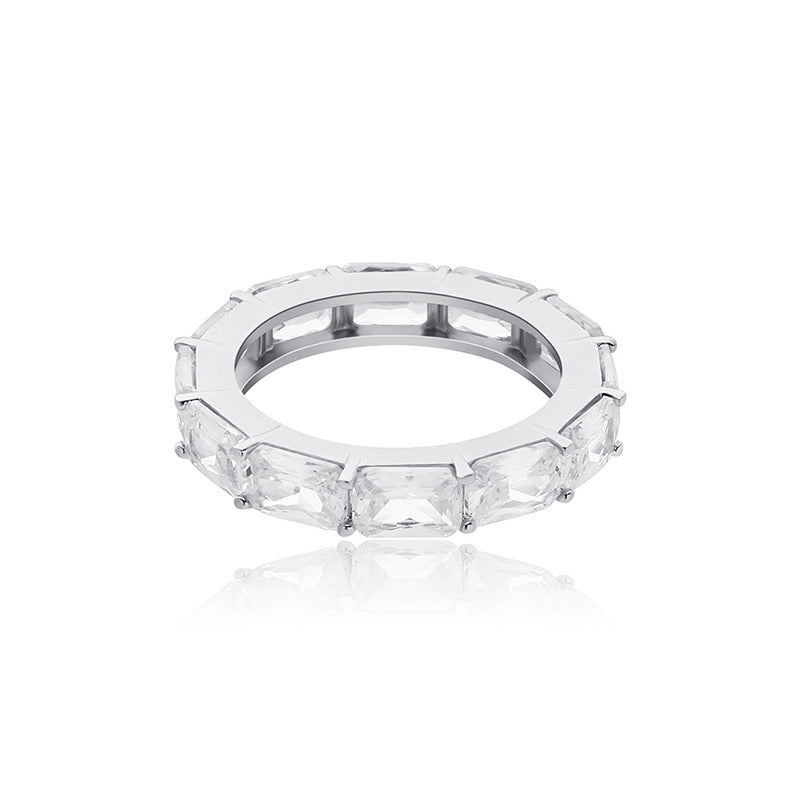 Couple Rings Gold Plated Copper Zircon Square Ring European American Design Trend Simple Elegant Gemstones Jewelry