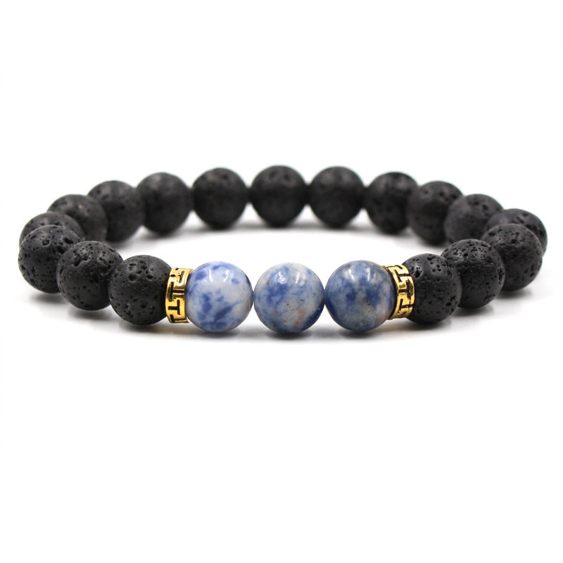 Unisex Agate Bracelet With Tiger Eye White Turquoise Beads