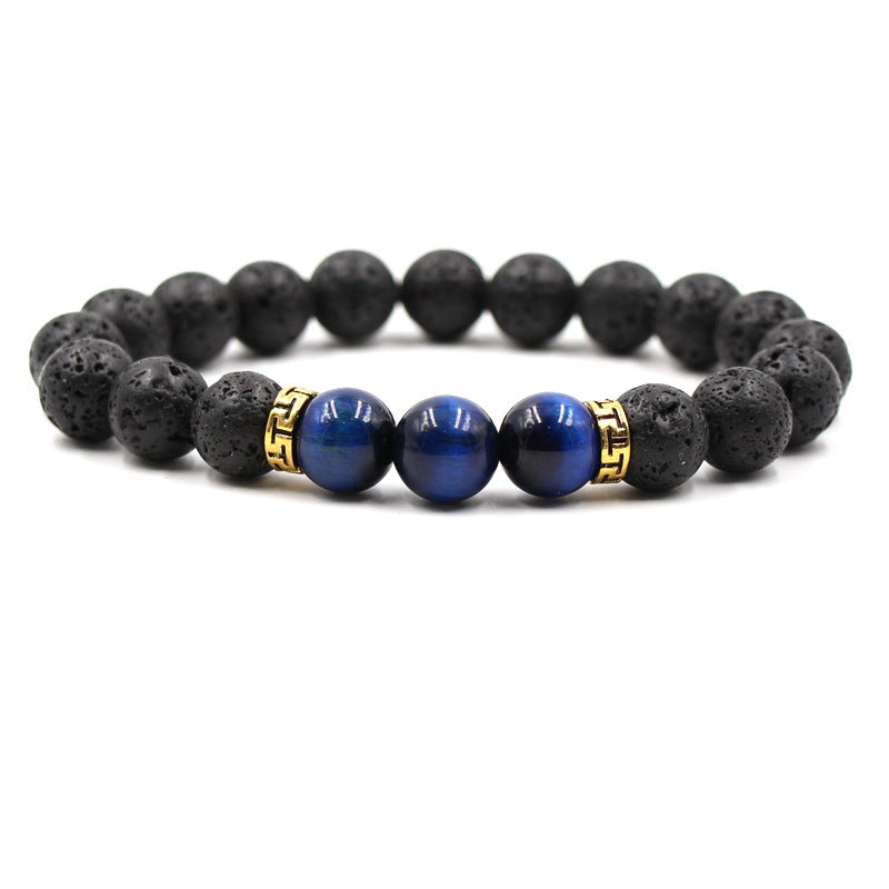 Unisex Agate Bracelet With Tiger Eye White Turquoise Beads