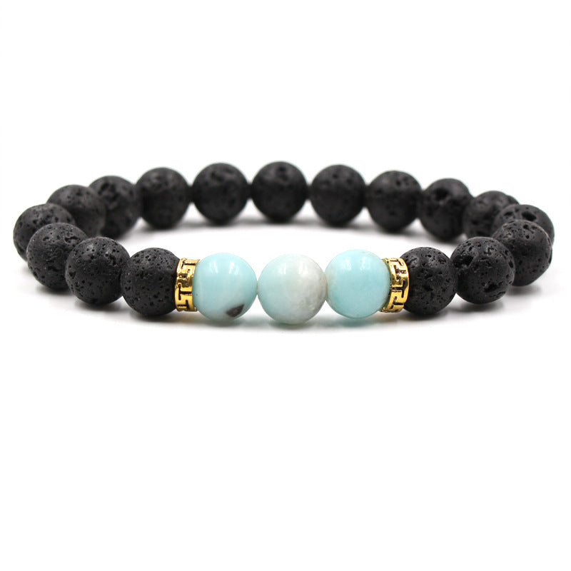 Unisex Agate Bracelet With Tiger Eye White Turquoise Beads
