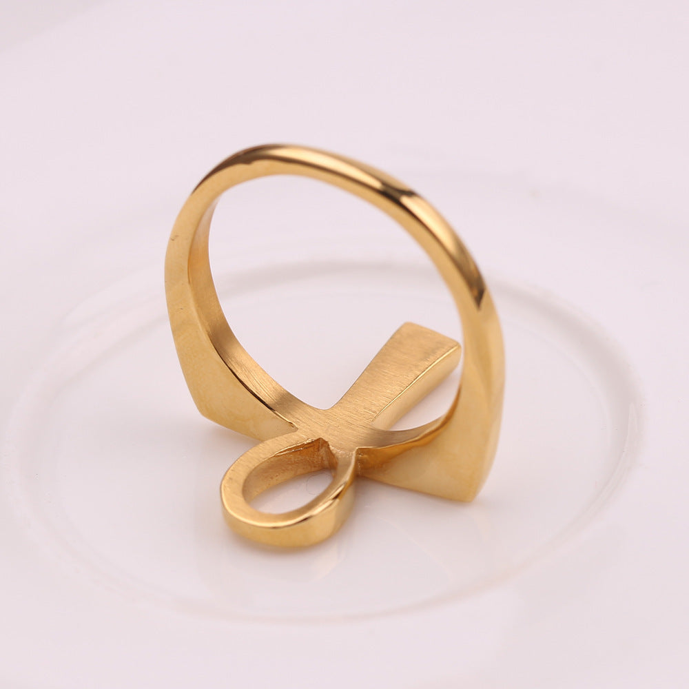 Cross Key Ring Alloy Inlaid Gold Memorial Gift Keychain