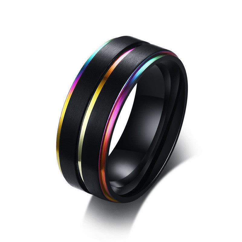 Rainbow Jewelry European And American Style Men's Stainless Steel Bare Body Ring Black Color