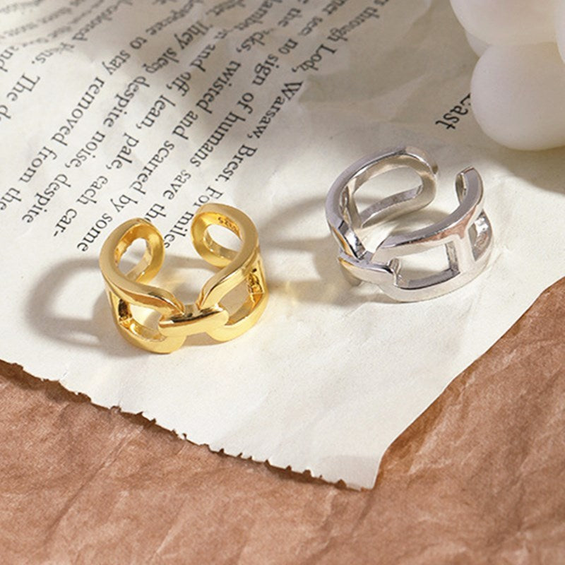 Womens Geometric Open Ring Adjustable Copper Knuckle Ring Electroplated Individually Packed For Holiday Gifts Idea