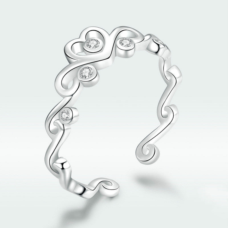 Retro Crowned Heart Ring 925 Sterling Silver With Platinum Plated Band Zircon Gemstone Fashion Jewelry Limited