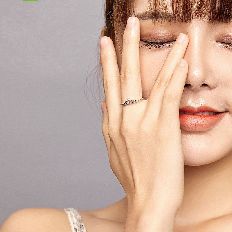 Shining Crown Ring For Women Sterling Silver With Diamond Crown Design Jewelry Gift Idea Elegant Everyday Accessory