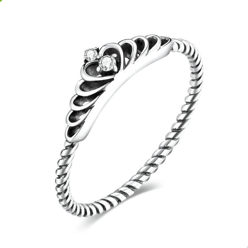 Shining Crown Ring For Women Sterling Silver With Diamond Crown Design Jewelry Gift Idea Elegant Everyday Accessory