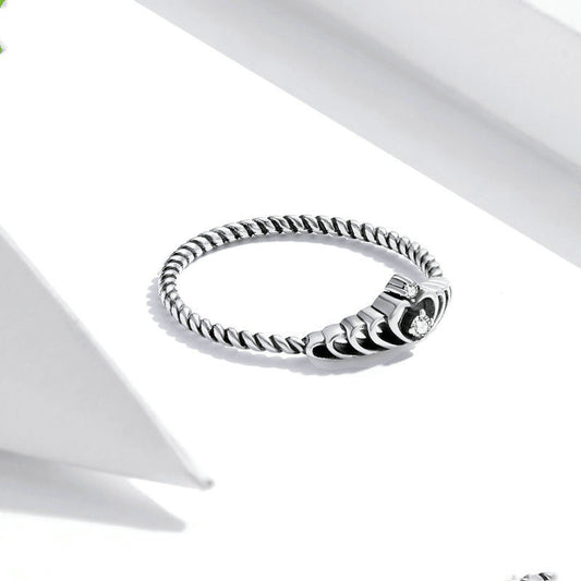 Shining Crown Ring For Women Sterling Silver With Diamond Crown Design Jewelry Gift Idea Elegant Everyday Accessory