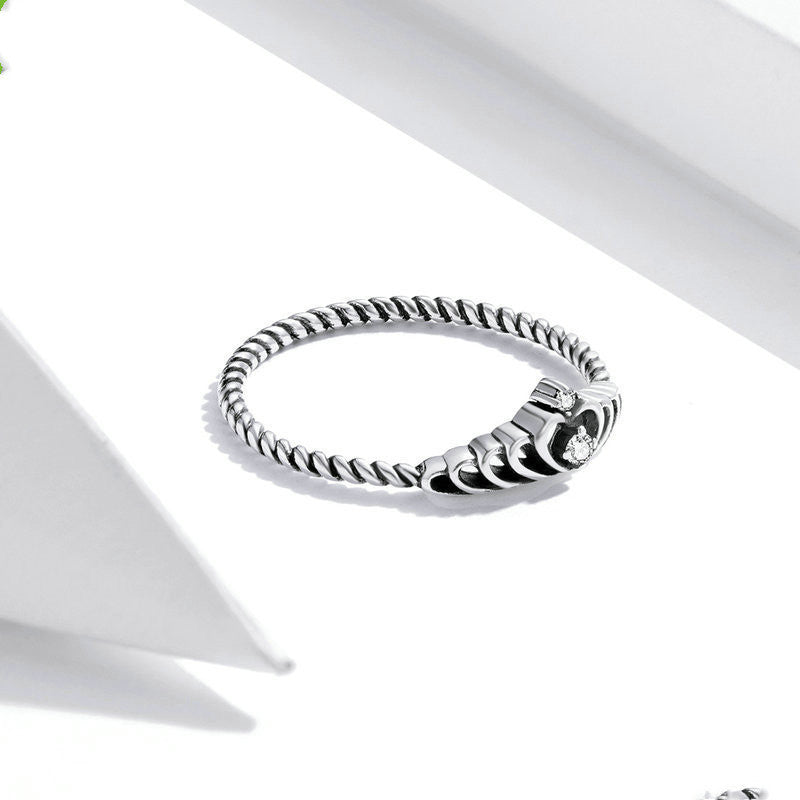 Shining Crown Ring For Women Sterling Silver With Diamond Crown Design Jewelry Gift Idea Elegant Everyday Accessory